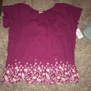 🌼 3X Women Within comfortable blouse has white floral details